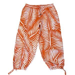 Panama Jack Orange White Fern Linen Blend Jogger Pants NEW Women Size Large